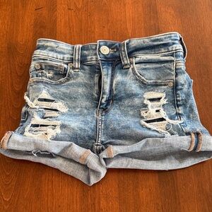 American Eagle Blue Ripped Jean Shorts